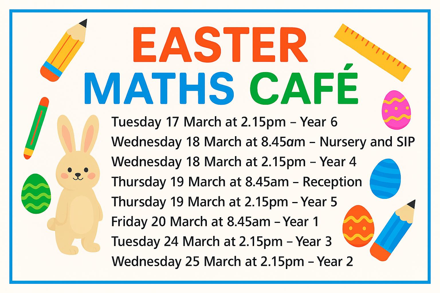 Easter Maths Cafe Dates