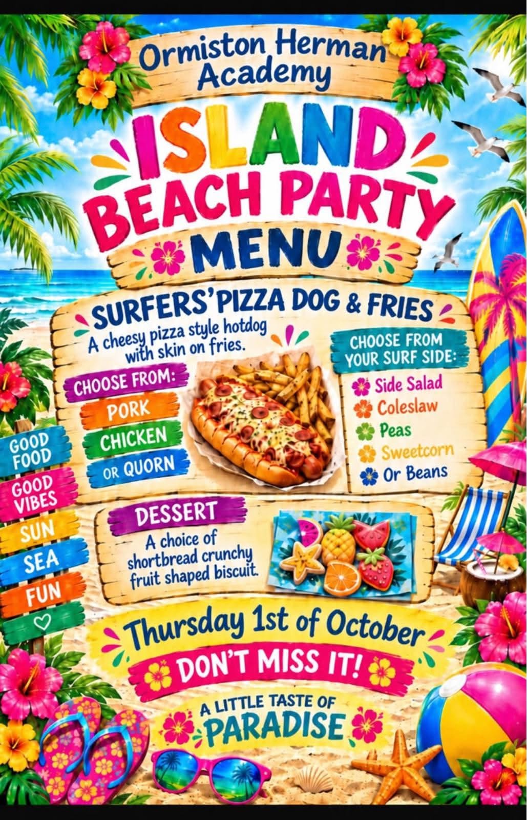 Change to Menu - Thursday 1st October